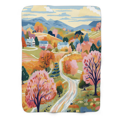 Fall Landscape - 1 Piece Premium Sherpa Blanket