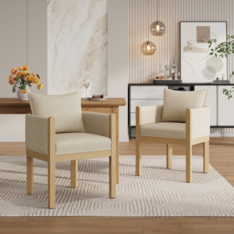 Chaises de salle à manger rembourrées Merlean, Naturel, Beige
