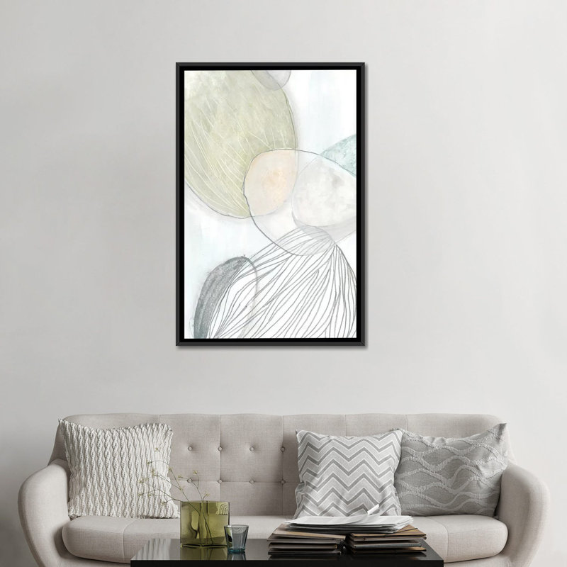 «Sea Pebbles I», reproduction sur toile, H 26 po x l 18 po x P 1,5 po, Toile avec cadre noir