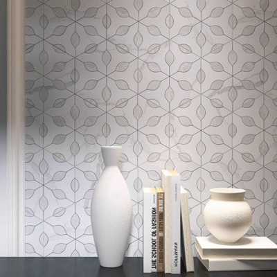 Alicante Perla White Hexagon 7.88 In. X 9.45 In. Matte Porcelain Floor And Wall Tile