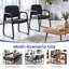 Ensemble de 2 chaises de bureau en cuir avec accoudoirs rembourrés et structure en métal