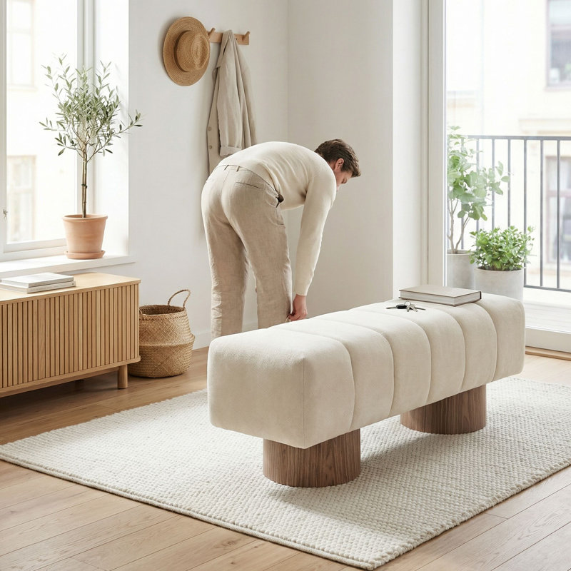 Banc de salle à manger rembourré 50 "beige, Beige