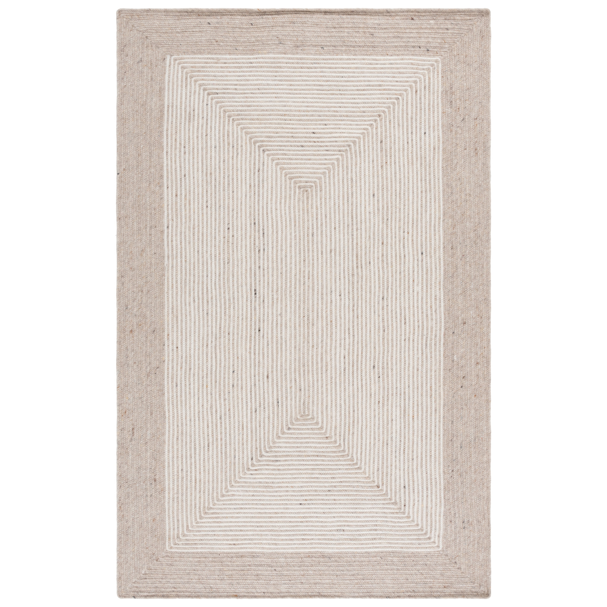 Aria Geometric Hand-Woven Wool/Cotton Beige/Ivory Area Rug, Rectangle 8' x 10'