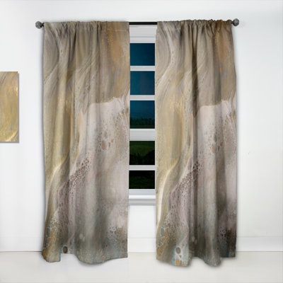 Brown And Grey Marble Waves - Modern Velvet Curtain - Room darkening - 1 panel