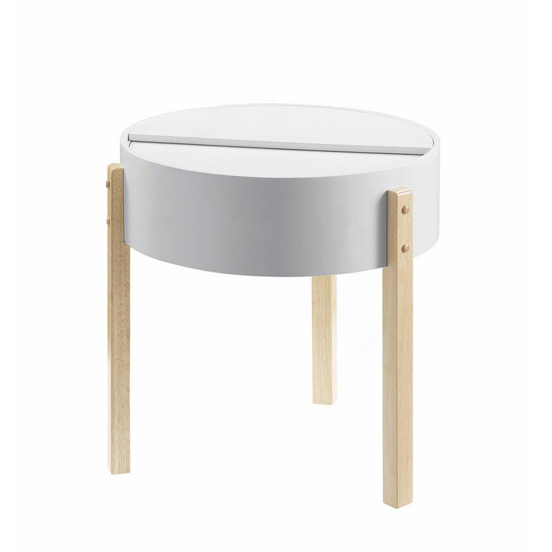 Table de bout ronde blanche et naturelle