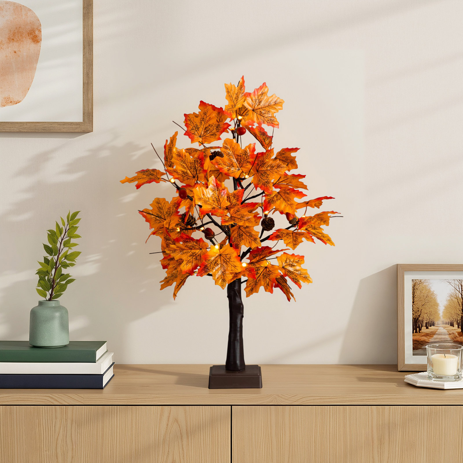 24" Pre-Lit Maple Tree with Base Included