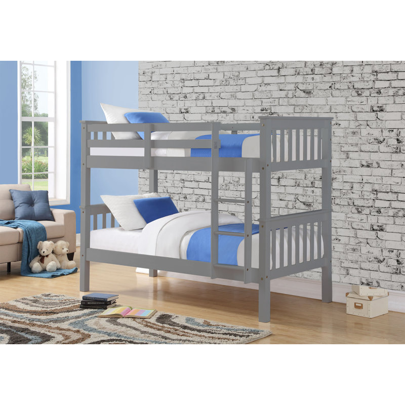 Lesley Single (3') Bunk Bed with Built-in Ladder Included, Grey