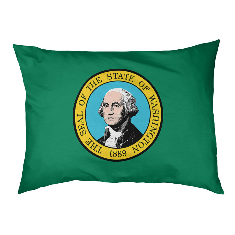Coussin de concepteur washington flag Burien, L 19,5 po x l 29,5 po, Noir