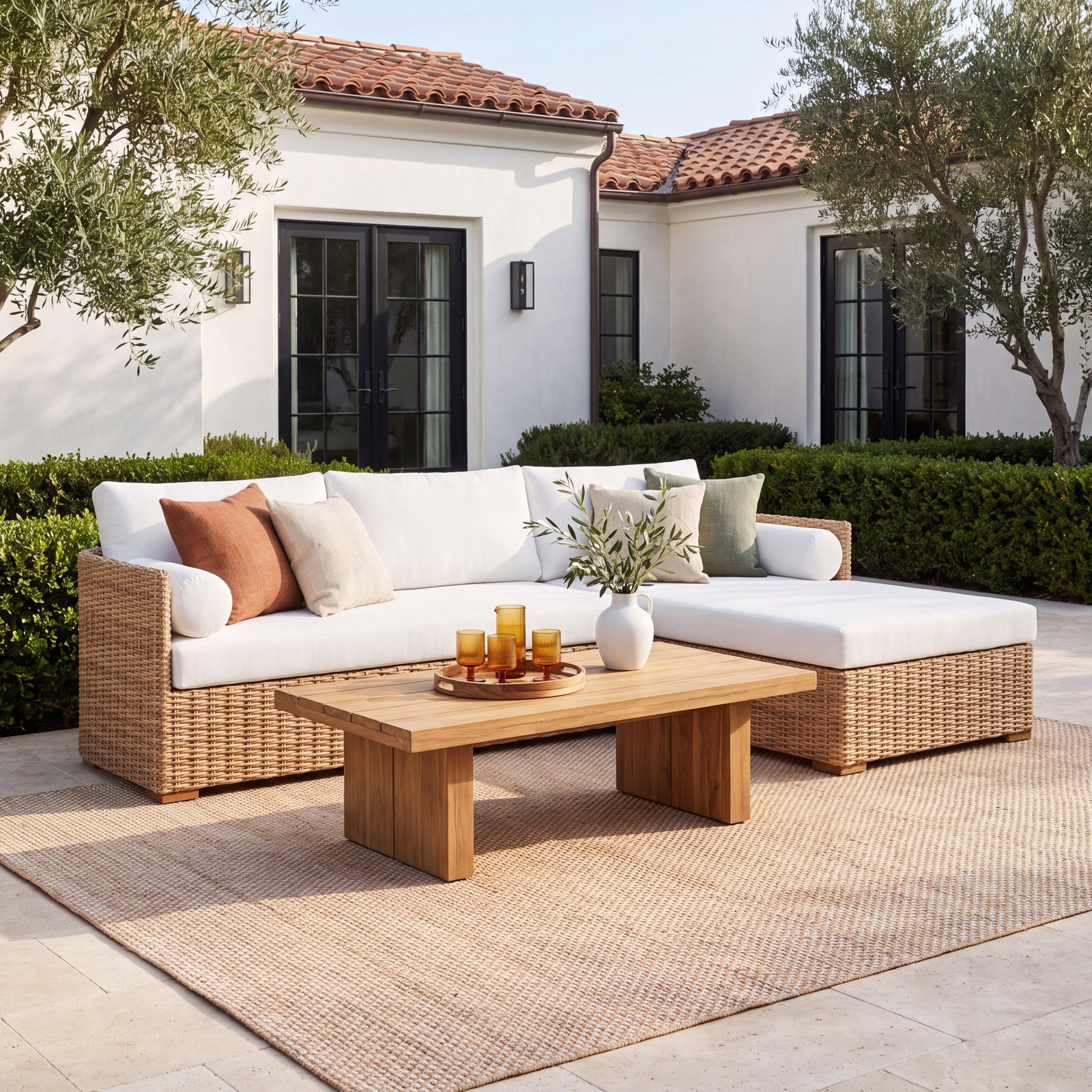 Maddie 100" Acacia Patio Sectional Set, Natural