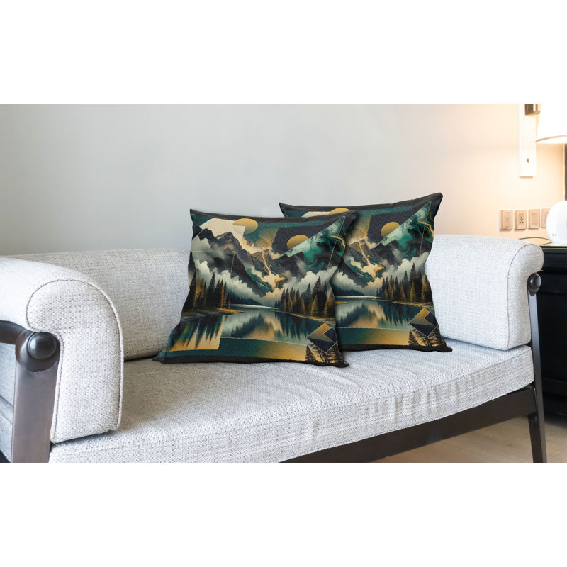 Ensemble de 2 housses de coussin Ambesonne Lake, Carré, H 16 po x l 16 po
