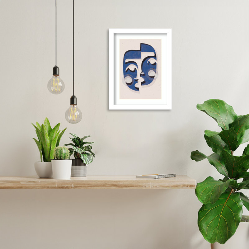 «Galya Treechild The Blue Mask» encadré sur papier par Treechild, Blanc, H 25 po x l 20 po