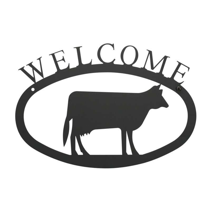 Cow - Welcome Sign  Large, 7.88" H x 11.38" W x 0.05" D