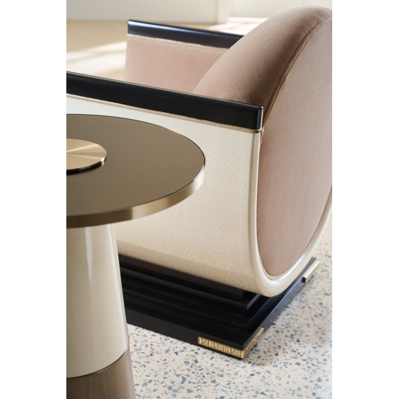 Aperture Glass End Table, Natural/Ivory, Bronze