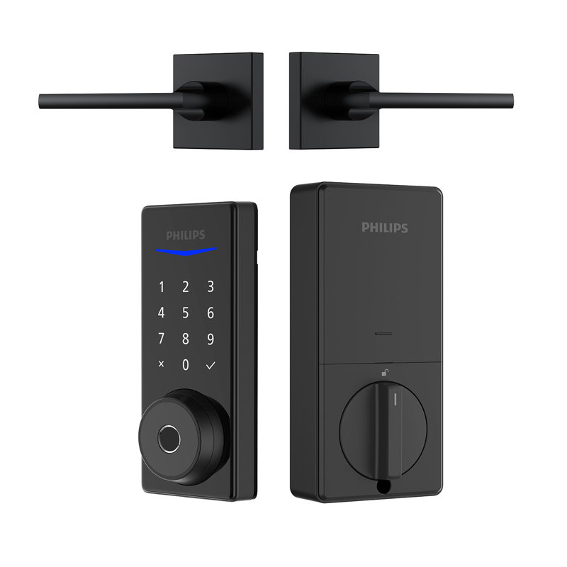 Serrure à pêne dormant intelligent Philips Wi-Fi avec plusieurs méthodes d'accès, y compris lecteur d'empreintes digitales avec levier