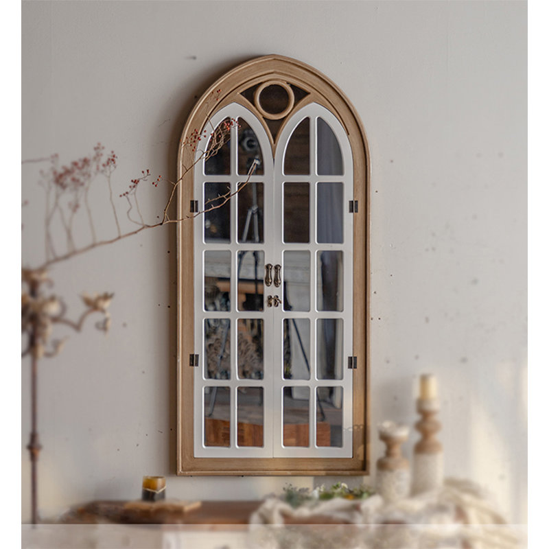 Retro curved imitation glass window mirror wall decoration item