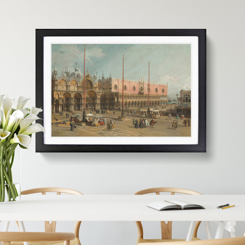 The Square of Saint Mark by Giovanni Canaletto - Picture Frame Painting, Black Framed, 27cm H x 36cm W x 2cm D