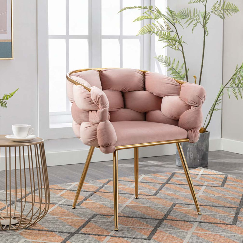 Chaises de salle à manger en velours, Rose