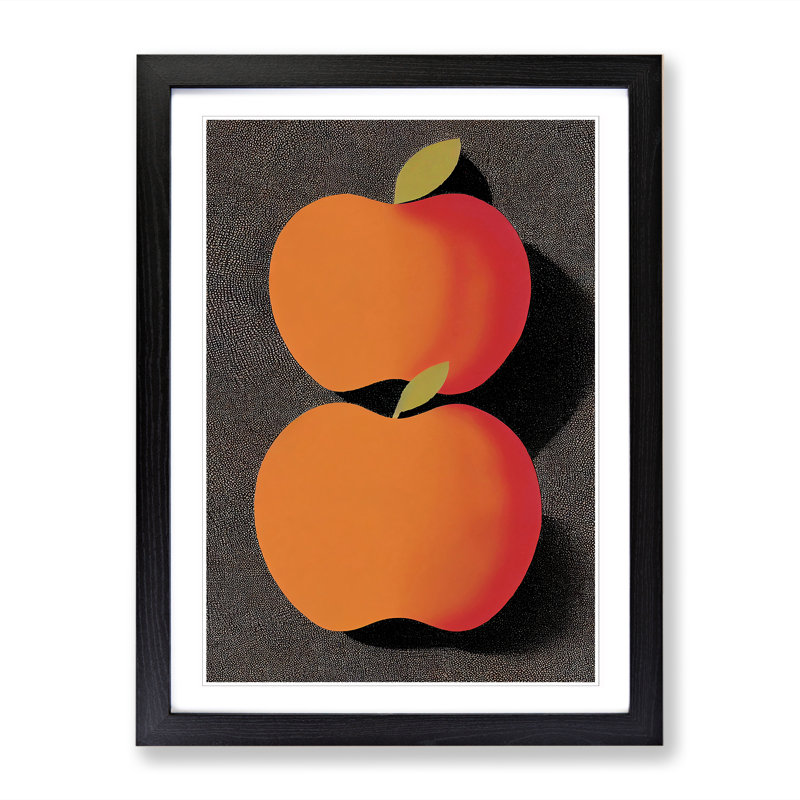 Two Apples - Single Picture Frame Print, 46cm H x 34cm W x 2cm D, Walnut
