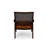 Genuine Italian Leather Accent Chair with Cane Back and Solid Oak Wood Frame