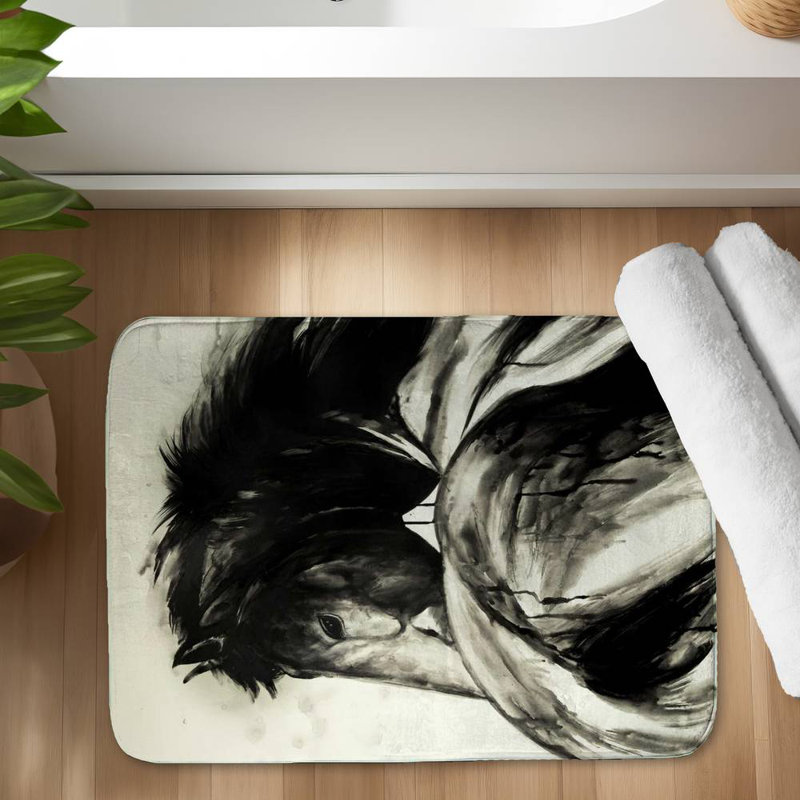 Classical horse Bath Mat with Non-Slip Backing - Quick Dry Memory Foam Bathroom Rug - Absorbent - Modern Plush Spa-Style - Machine Washable