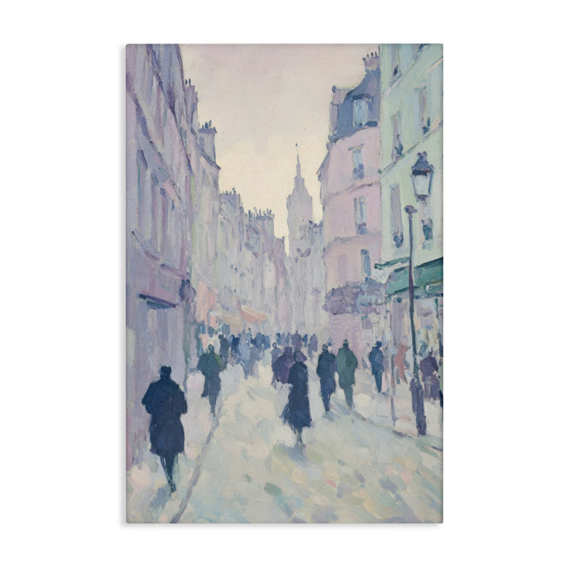 «Blue Paris Street Scene Canvas», conception par Petal Prints Design, H 24 po x l 16 po