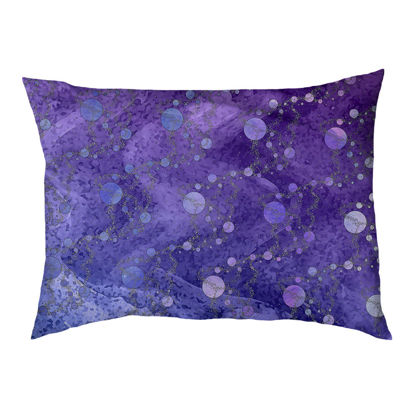 Coussin d'extérieur pour chien Byrge Planets Stars, Moyen (L 29,5 po x P19,5 po x H 9,5 po), Bleu/mauve