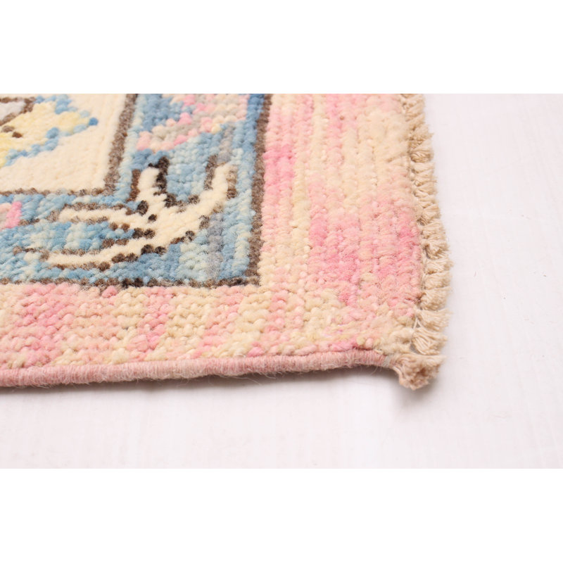 Tapis unique en laine noué à la main 9 pi 2 po x 12 pi 4 po New Age en bleu / rose / jaune Cannock