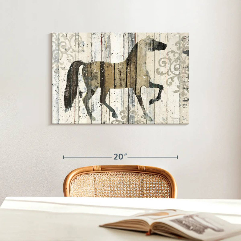 Cheval foncé Brampt filigrane, H 16 po x l 24 po