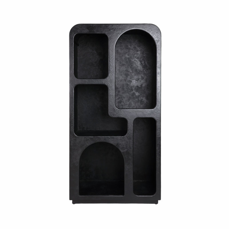 Open Cutout Textured Wood Bookshelf