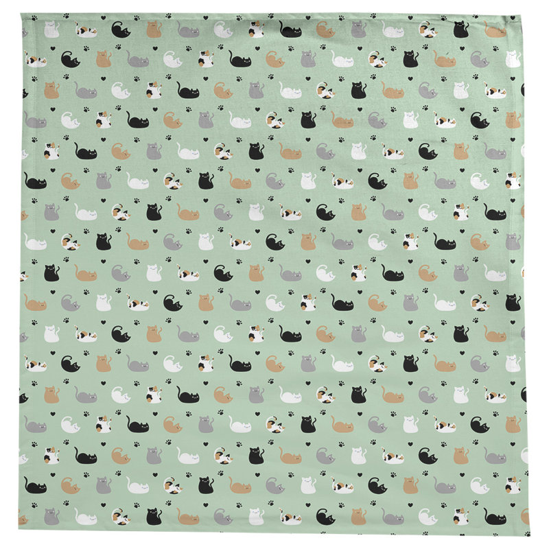 Leffel Cat Pattern Tablecloth, Light Green