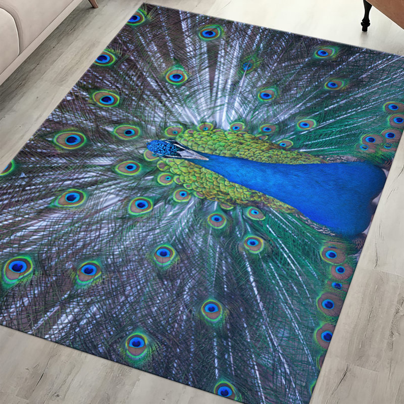 Botanical Themed With Pile Soft Printed Rug Featuring a Unique Blend of Green and Brown Color Palette in a Floral Design for a Refreshing Touch in Your Living Space