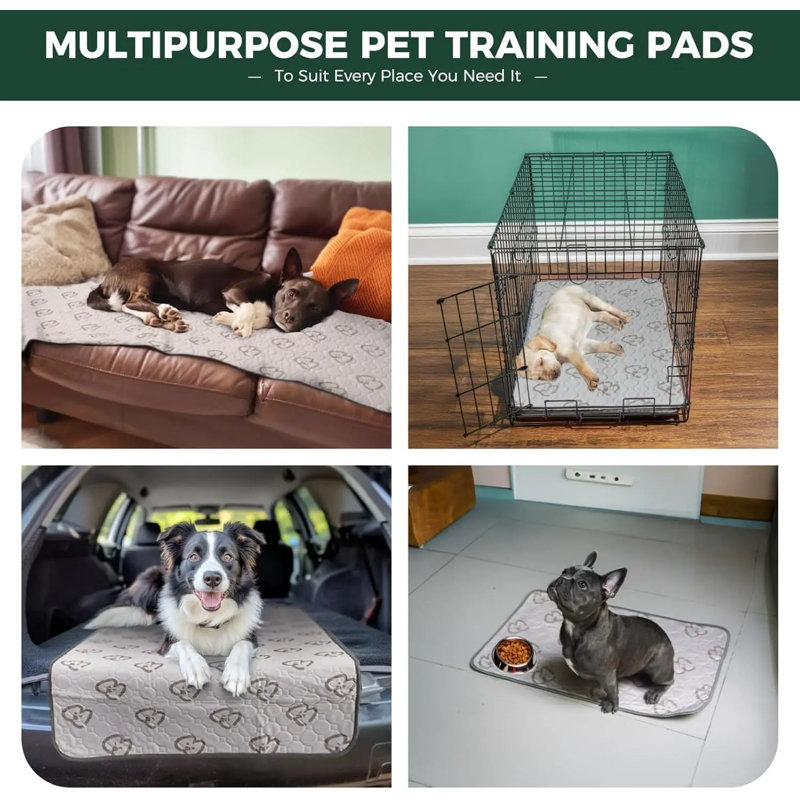 Protège-peluche lavable pour chiens, antidérapant et antidérapant, spécialement conçu pour les cages de 18 pouces, rectangulaire de 11 po x 17 po, kaki, 2 paquets
