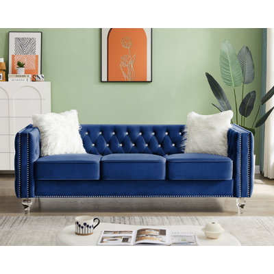83" Velvet Square Arm Sofa