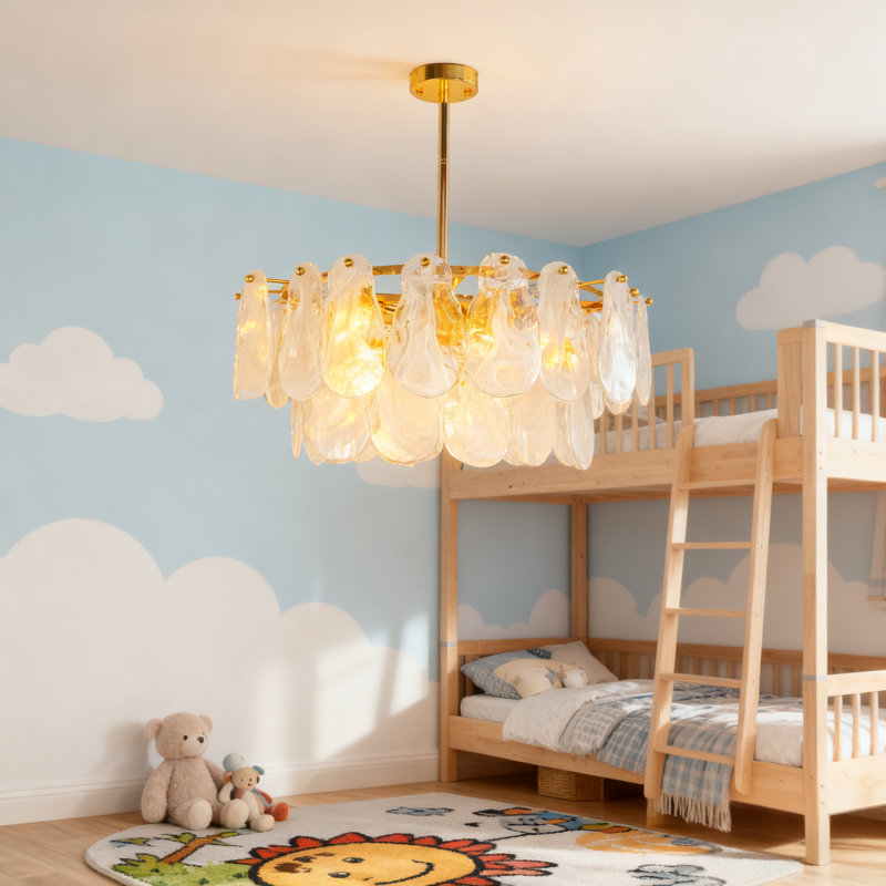 Lustre rond en cristal 6 lumières 23,6 po