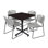 Nicklos Square X-Base Breakroom Table, 4 Zeng Stack Chairs