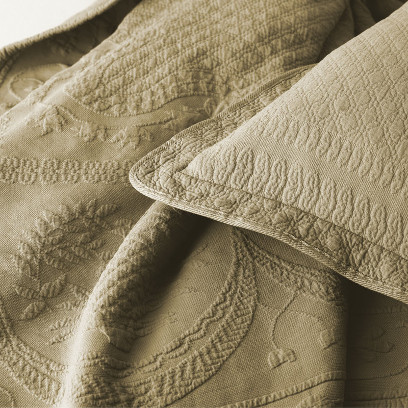 King Size Birch Cotton Matelasse Sham with Decorative Flange
