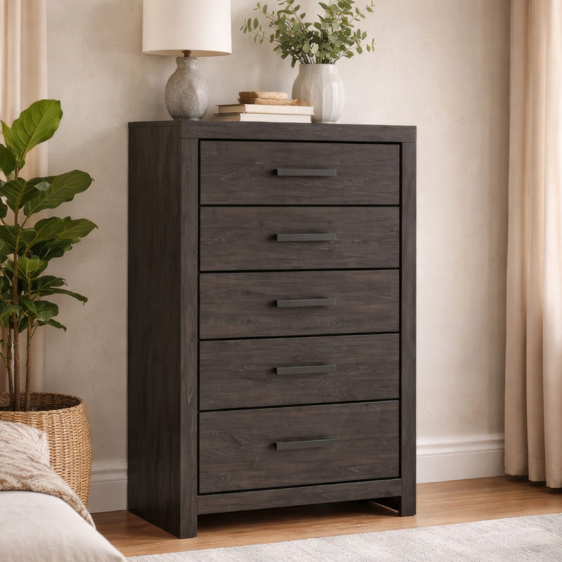 tall black dresser with deep drawers Peny Chest, 5 W Long Handles, Charcoal Dua Lipa Celebrates Her 2025-07-40-OFF-SELECT 100% Handcrafted Color:Black Gold