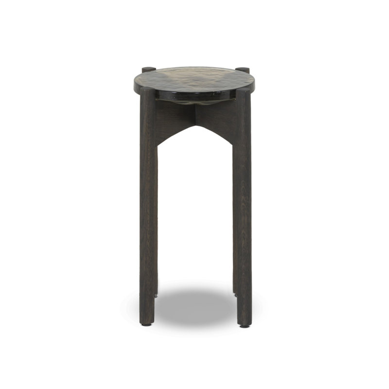 Relo Glass End Table, Olive, Gray Tobacco Oak