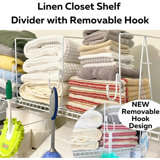 Wire Shelf Dividers 4 Pack With New Patent Pending Removable Hooks,Extra Closet Storage & Organization For Home Or Office -Tall Shelf Separator-Easy Clip-No Tool- Coated Steel