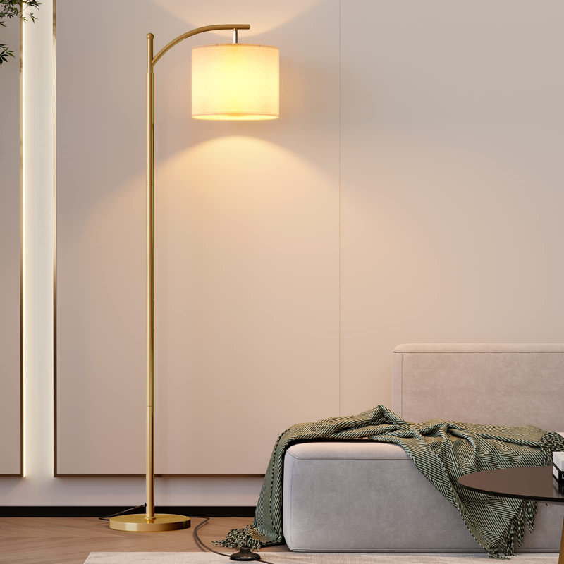 Lampe sur pied DEL moderne noire | Température de couleur réglable | Abat-jour rotatif | Base en métal robuste, Or