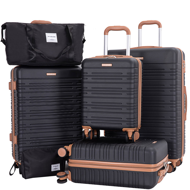 Ensemble de 6 valises, valise rigide de voyage en ABS avec serrure TSA
