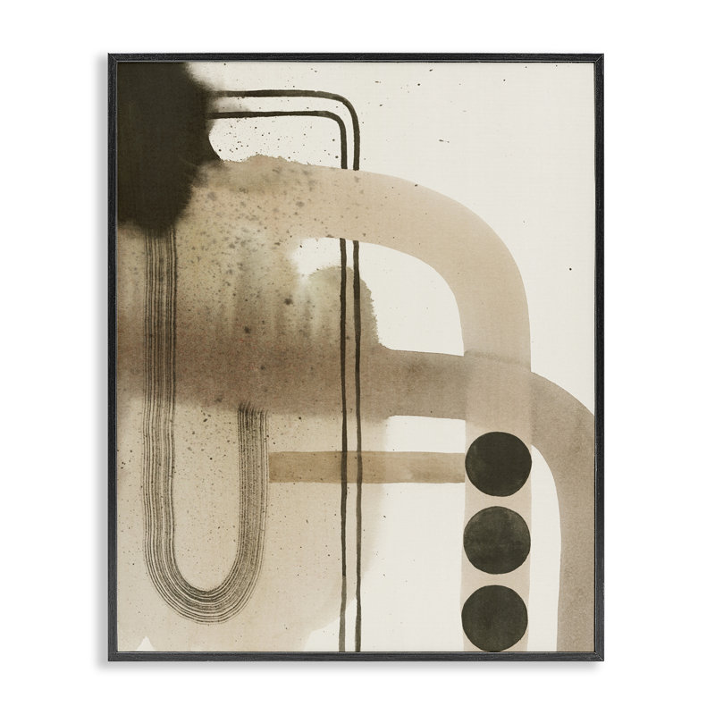 «Beige Retro Arches», estampe numérique par Grace Popp, Giclée encadrée noir minuit, H 20 po x l 16 po