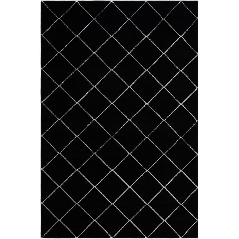Contemporary Etowah Rug Black and Silver Colour, Rectangle 6'1" x 9'