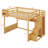 Queen Size Wood Loft Bed With Wardrobe And Staircas, Storage Shelves, Floor Multi-Function Bunk Bed With Full Length Gardrails-1748784436