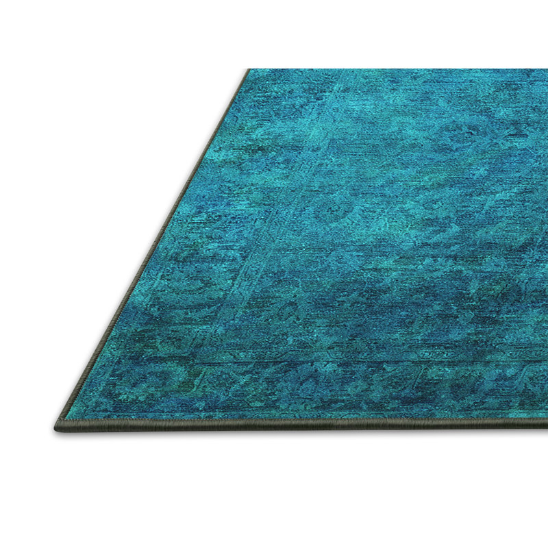 Tapis bleu / bleu sarcelle, Rectangle 8 pi x 10 pi