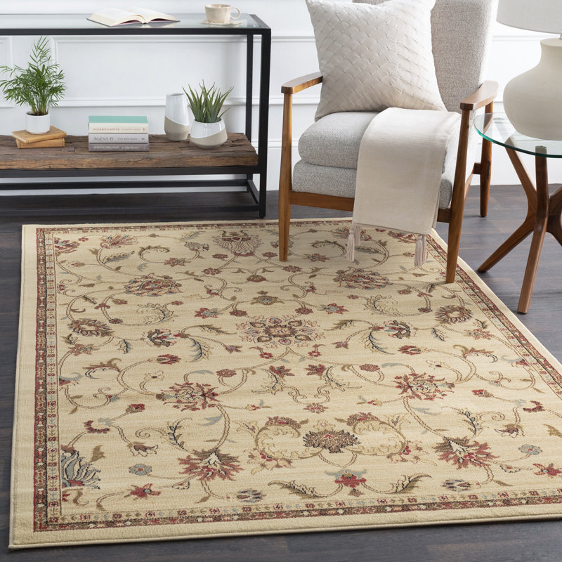 Floral and Geometric Washable Area Rug, Rectangle 122 x 165cm