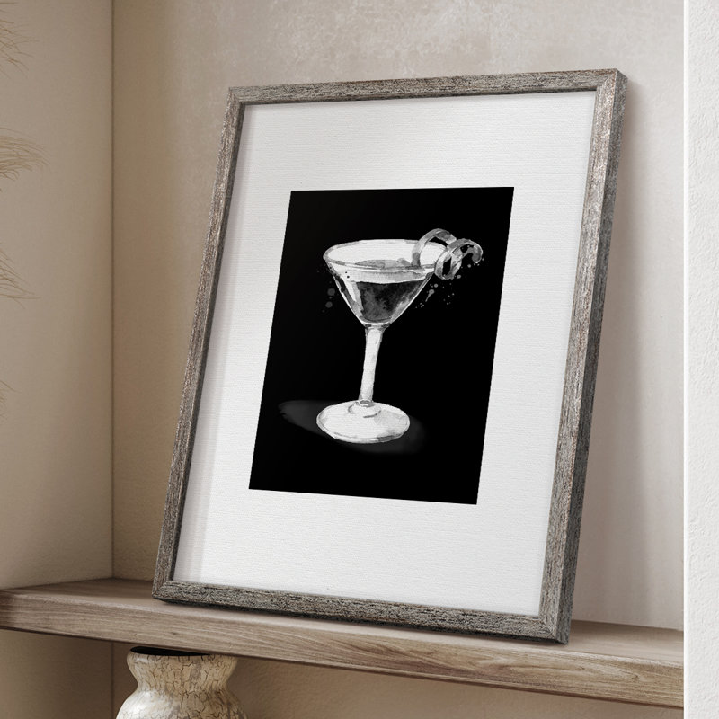 Habillé de martini noir, reproduction encadrée - bois massif, H 15 po x l 12 po