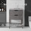 Meuble-lavabo autoportant de 61 cm avec lavabo, tiroir à fermeture amortie, comptoir et dosseret en marbre synthétique blanc granité de 5 cm, contreplaqué