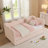 Daybed with Trundle Twin Size Sofa Bed No Box Spring Needed, with USB Port and Adorable Wave Shaped, Linen Fabric-13196780