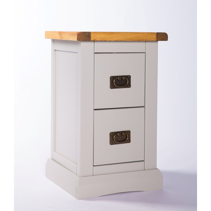 Pharsalia 35 cm W Bedside Table, Light Grey, Brass Handle